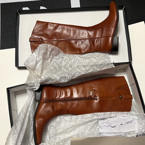 Inc women’s brown elastic goring pull tab at sides cushioned studded fawne round - Picture 4 of 6